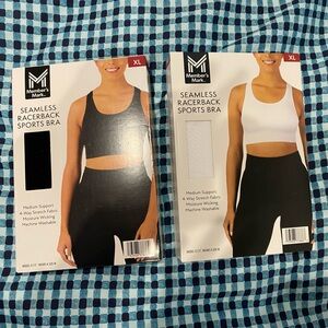 New! Members Mark Women's Seamless Racerback Sports Bra size XL black and white